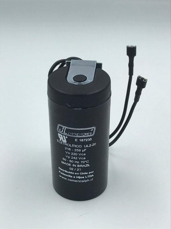 Condensador Partida 216/259 µf 220-250 Vac JL C/Cable